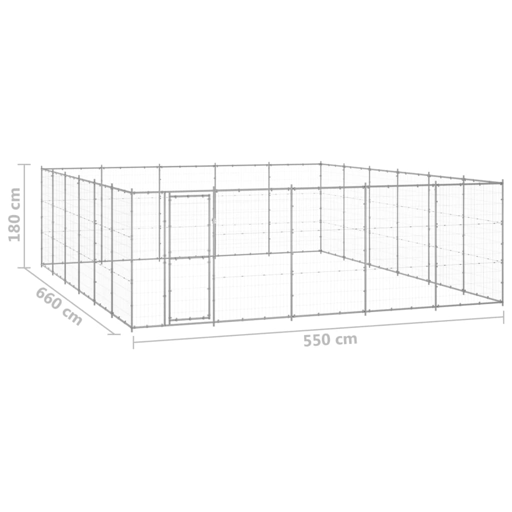 Venkovní psí kotec pozinkovaná ocel 36,3 m²