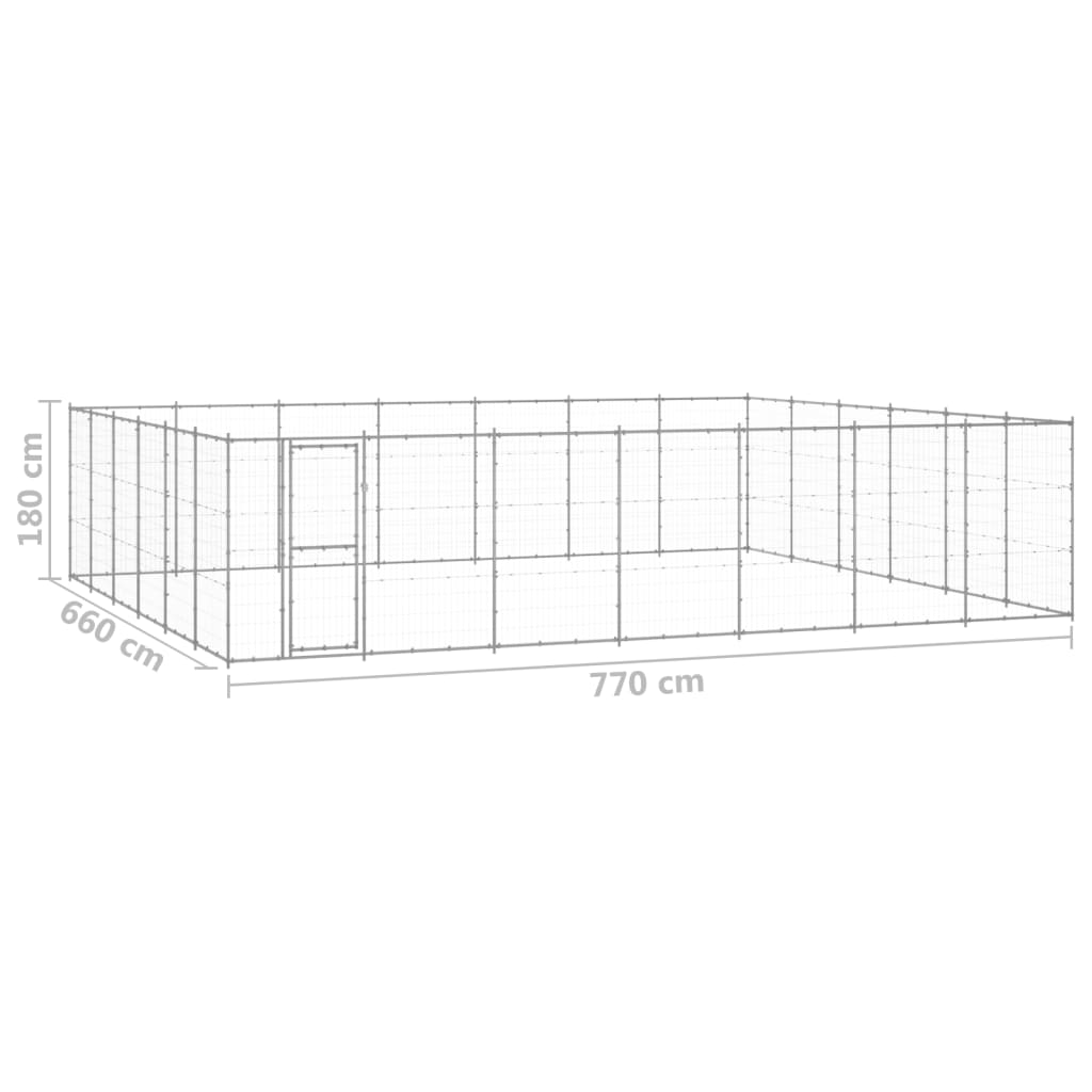 Venkovní psí kotec pozinkovaná ocel 50,82 m²