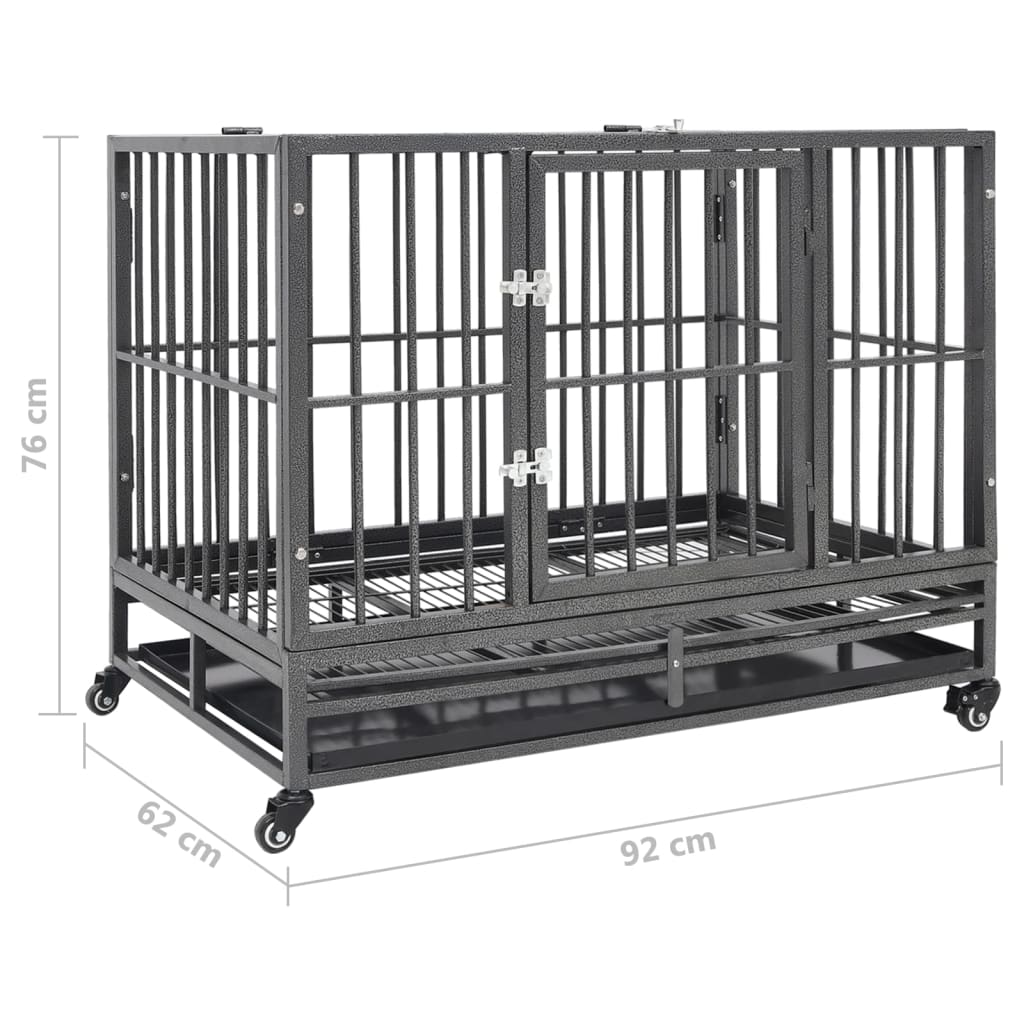 Klec pro psy s kolečky ocel 92 x 62 x 76 cm