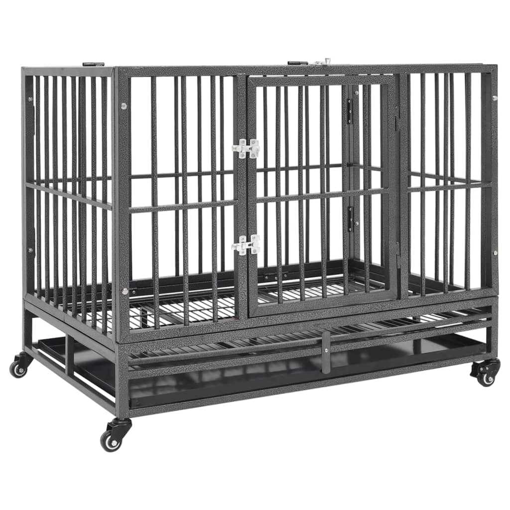 Klec pro psy s kolečky ocel 102 x 72 x 85 cm