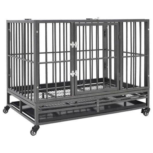Klec pro psy s kolečky ocel 102 x 72 x 85 cm
