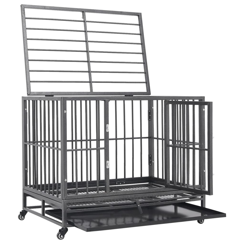 Klec pro psy s kolečky ocel 102 x 72 x 85 cm