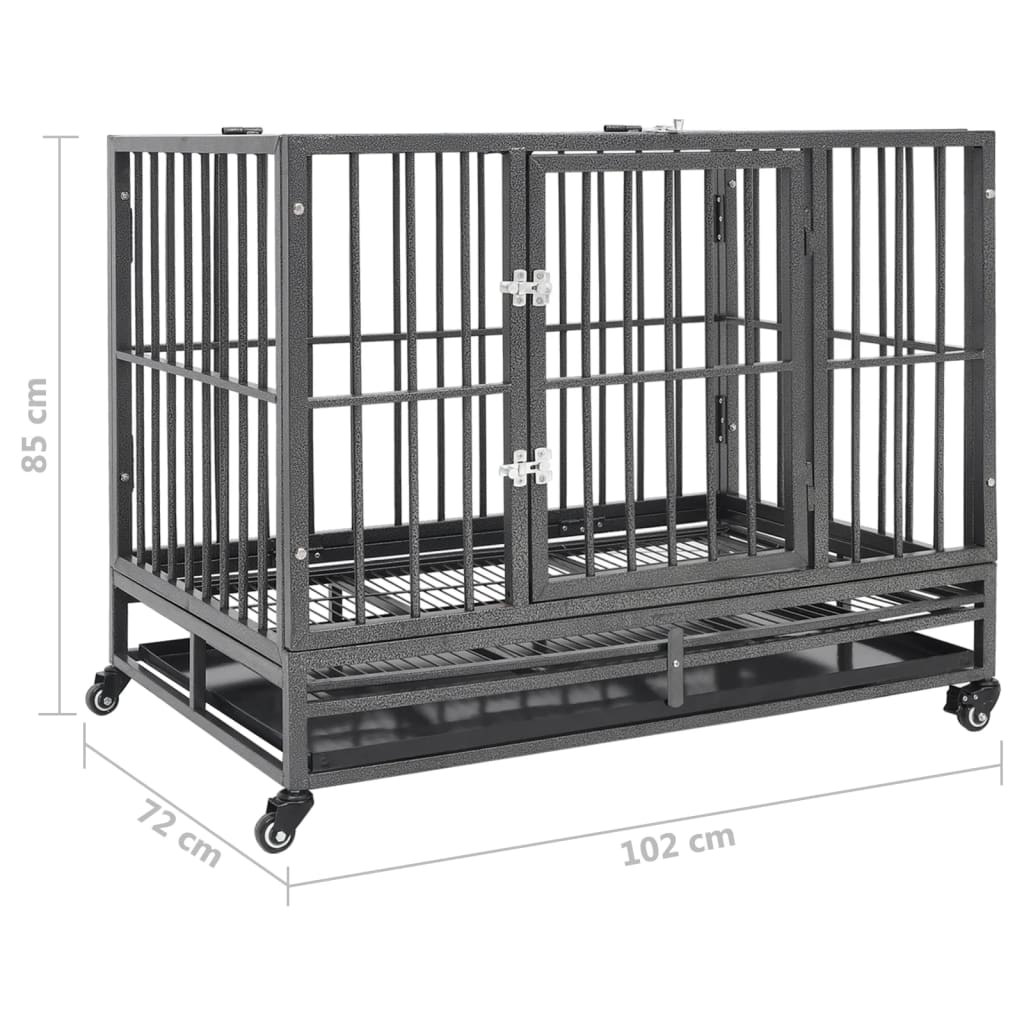 Klec pro psy s kolečky ocel 102 x 72 x 85 cm
