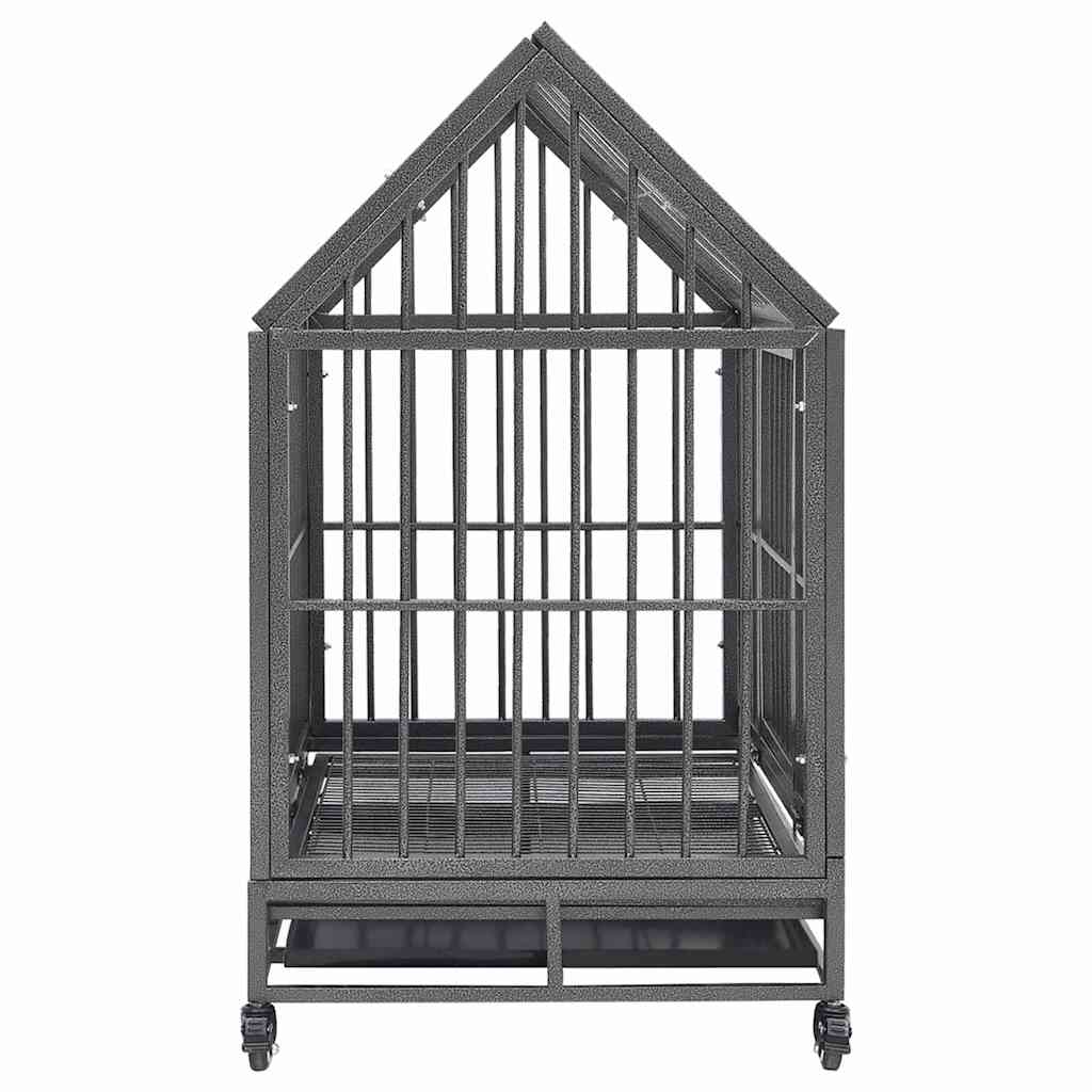 Klec pro psy s kolečky a stříškou ocel 92 x 62 x 106 cm