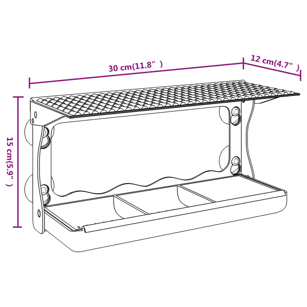 Okenní krmítka pro ptáky 2 ks akryl 30 x 12 x 15 cm