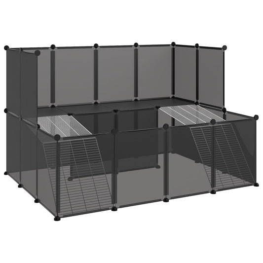 Klec pro malá zvířata černá 143 x 107 x 93 cm PP a ocel