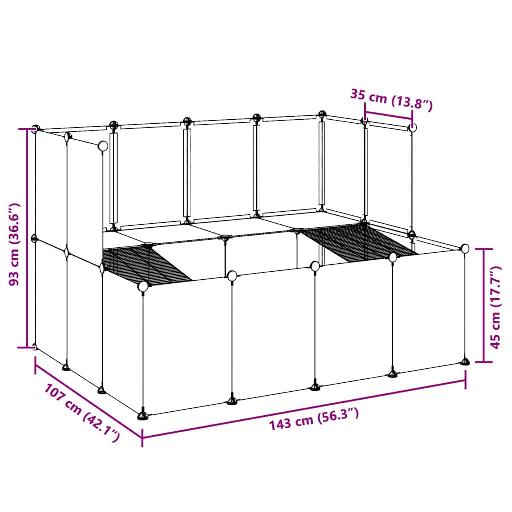 Klec pro malá zvířata černá 143 x 107 x 93 cm PP a ocel