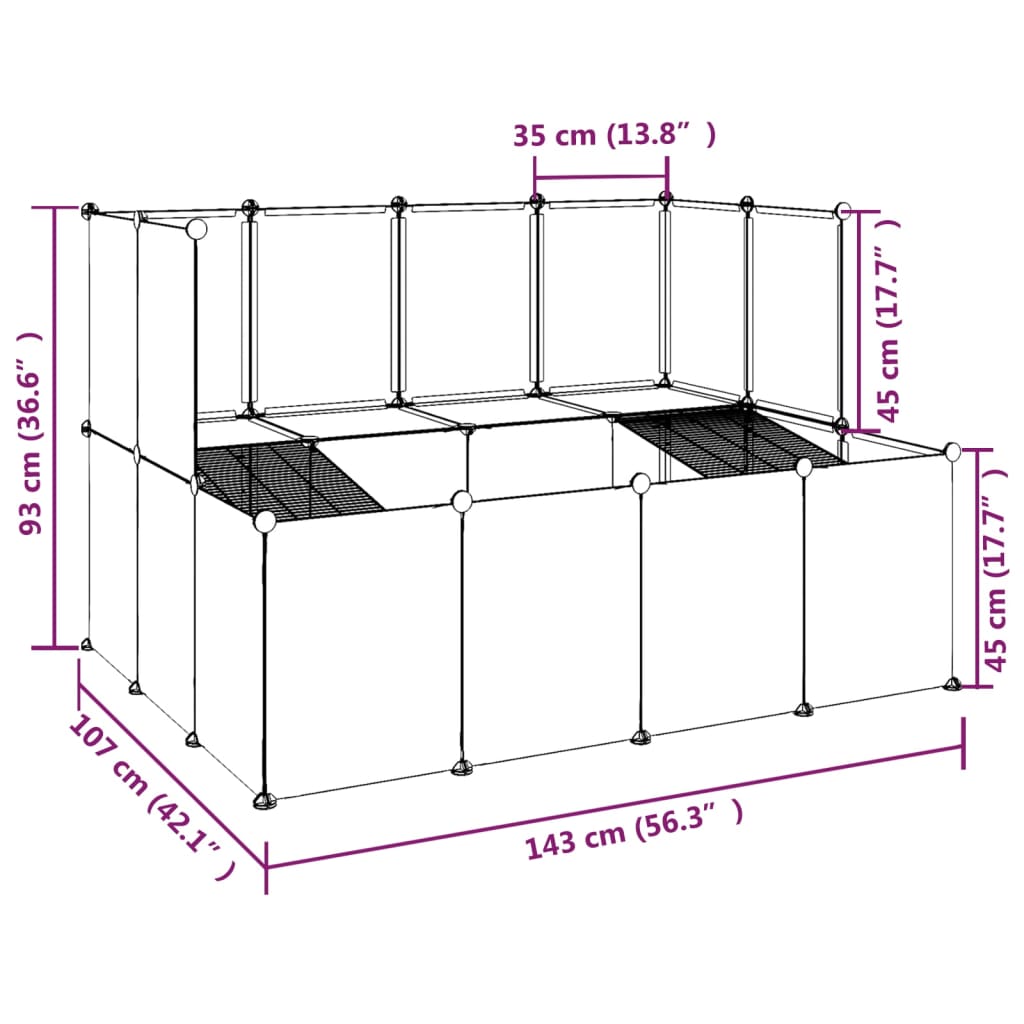 Klec pro malá zvířata průhledná 143 x 107 x 93 cm PP a ocel