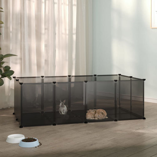 Klec pro malá zvířata černá 144 x 74 x 46,5 cm PP a ocel