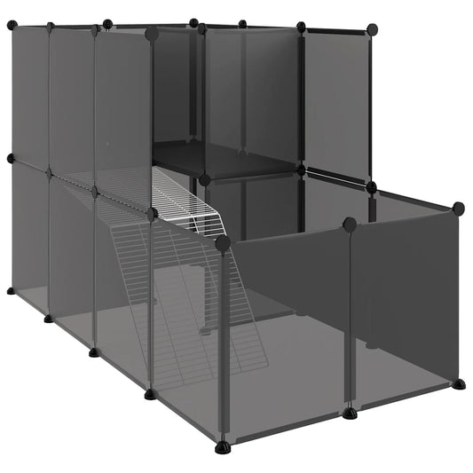 Klec pro malá zvířata černá 142 x 74 x 93 cm PP a ocel