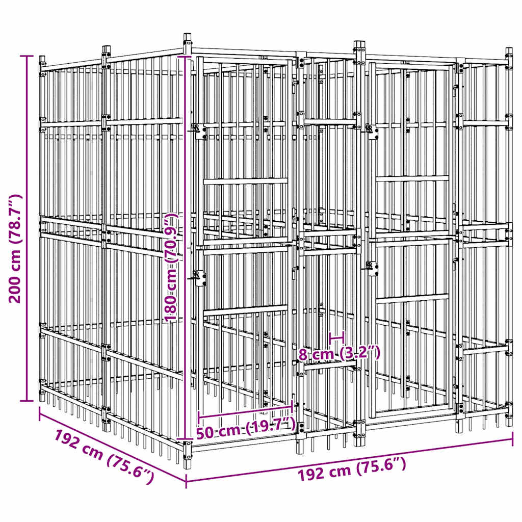 Venkovní psí kotec ocel 3,69 m²