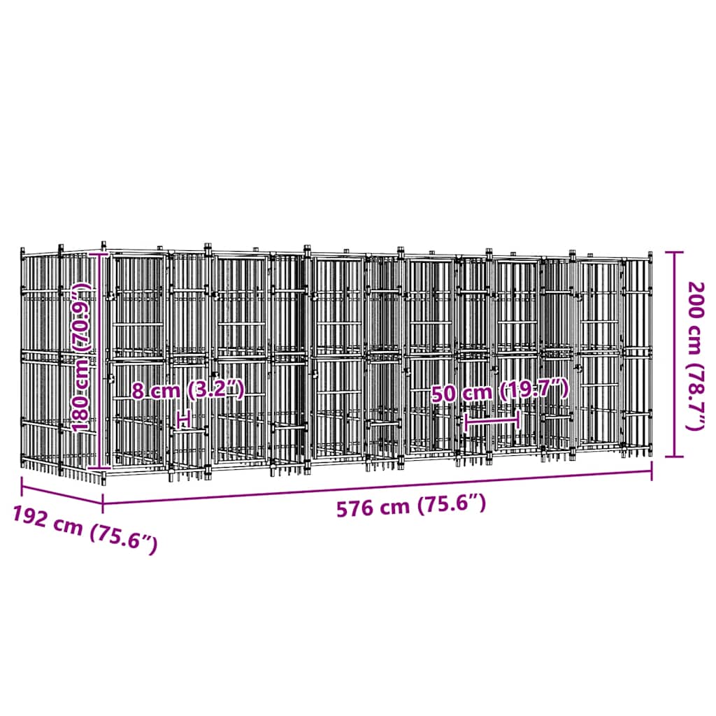 Venkovní psí kotec ocel 11,06 m²