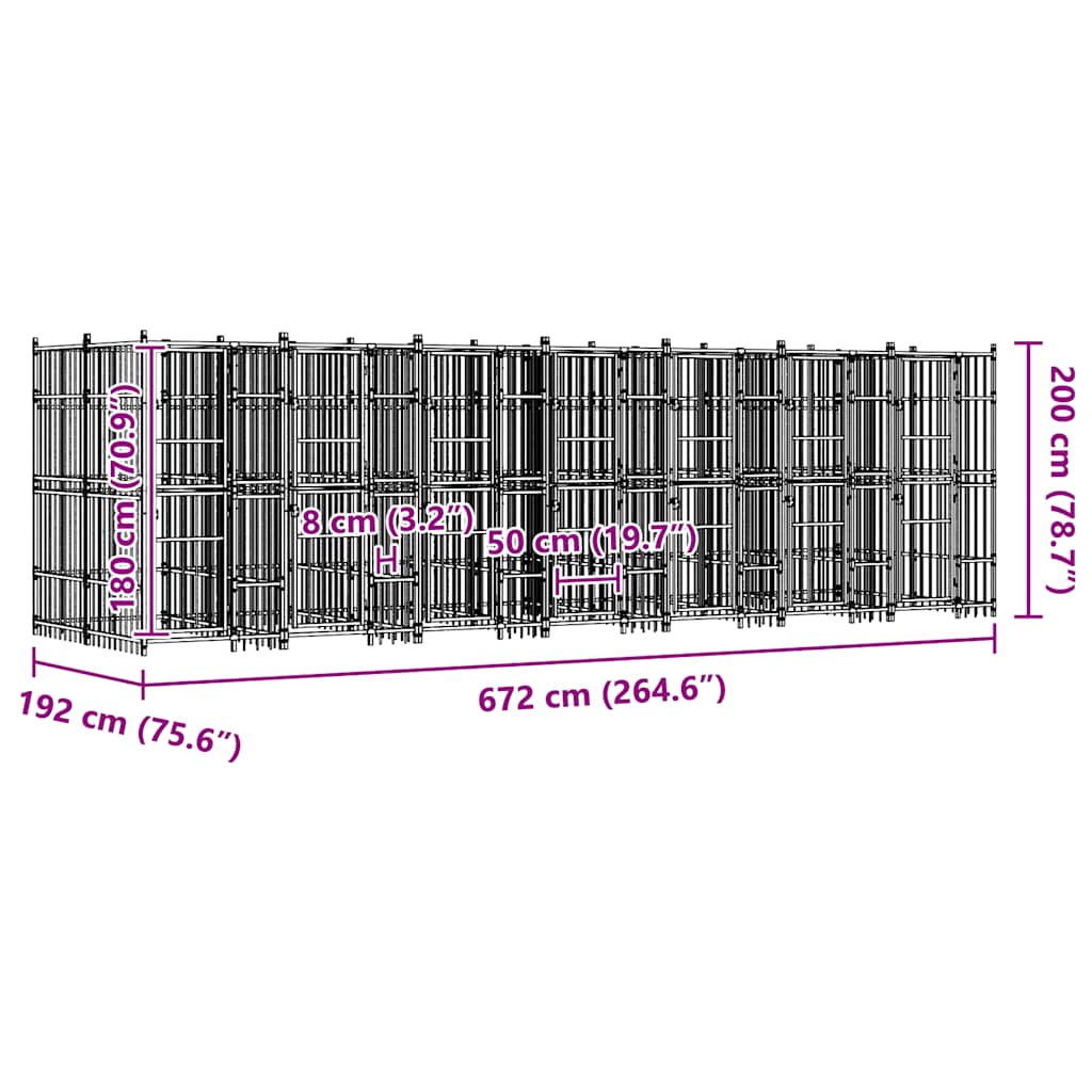 Venkovní psí kotec ocel 12,9 m²