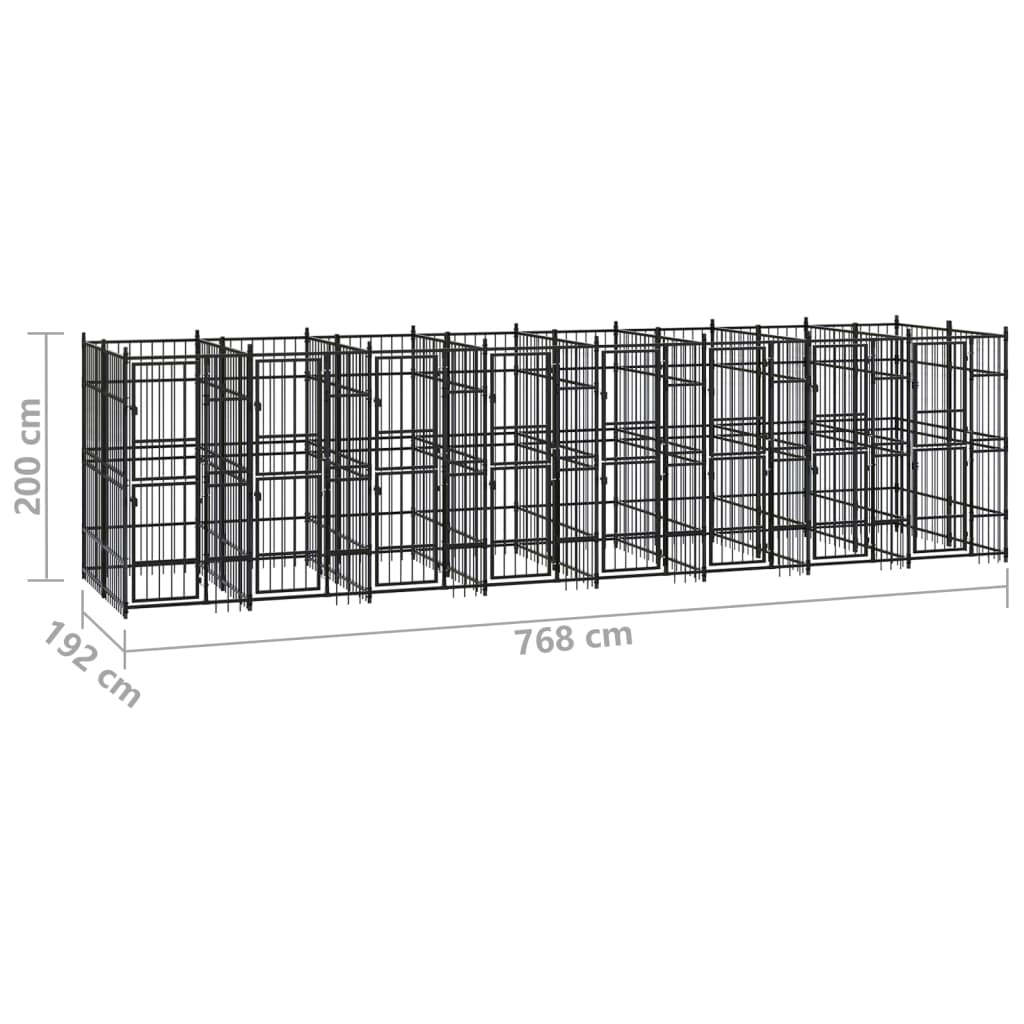 Venkovní psí kotec ocel 14,75 m²