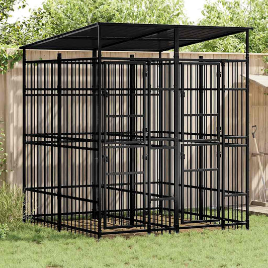 Venkovní psí kotec se střechou ocel 3,69 m²