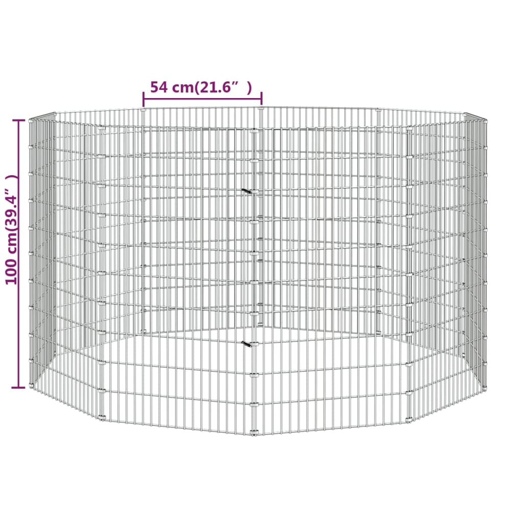 Ohrádka pro zvířata 10 panelů 54 x 100 cm pozinkované železo