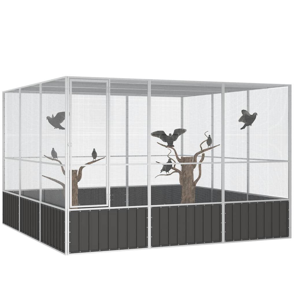 Ptačí klec antracitová 302,5x324,5x211,5 cm pozinkovaná ocel
