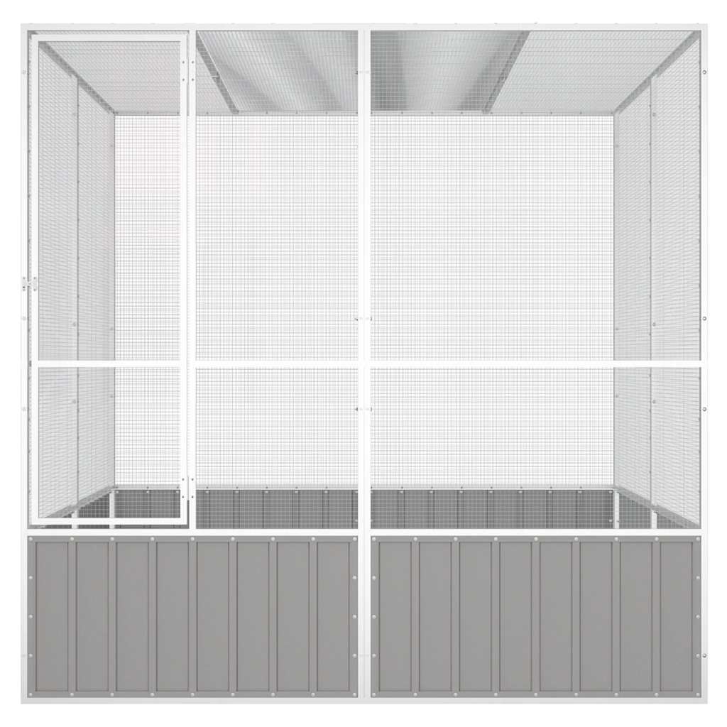 Ptačí klec šedá 213,5x217,5x211,5 cm pozinkovaná ocel