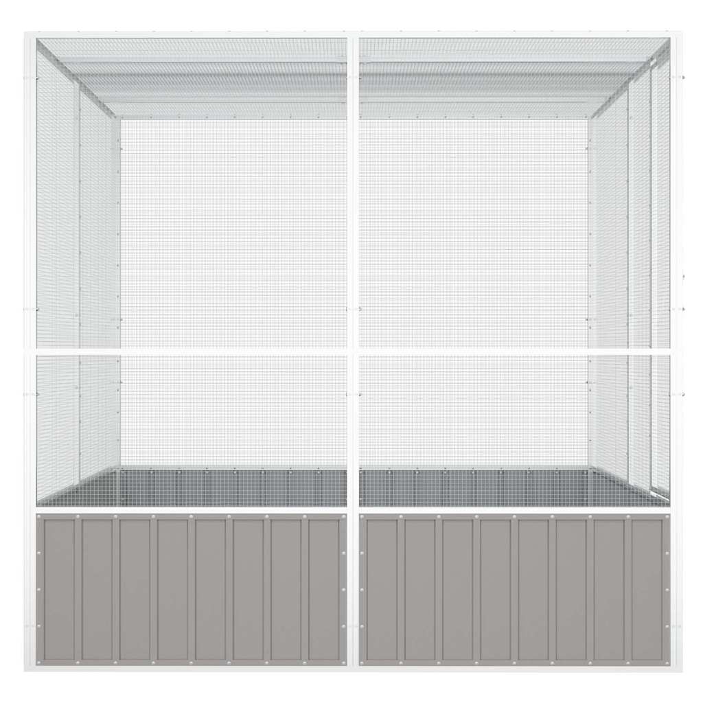 Ptačí klec šedá 213,5x217,5x211,5 cm pozinkovaná ocel