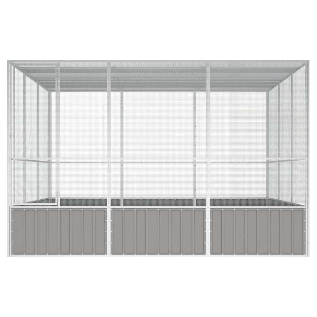 Ptačí klec šedá 302,5x324,5x211,5 cm pozinkovaná ocel