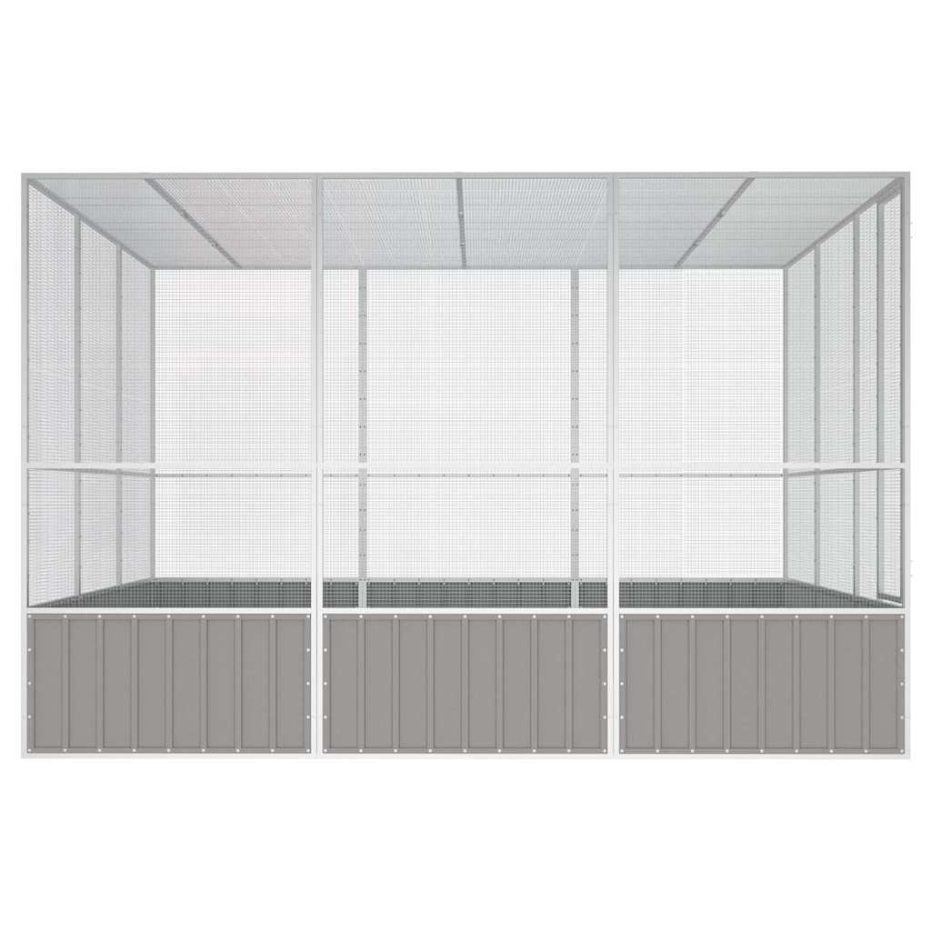 Ptačí klec šedá 302,5x324,5x211,5 cm pozinkovaná ocel