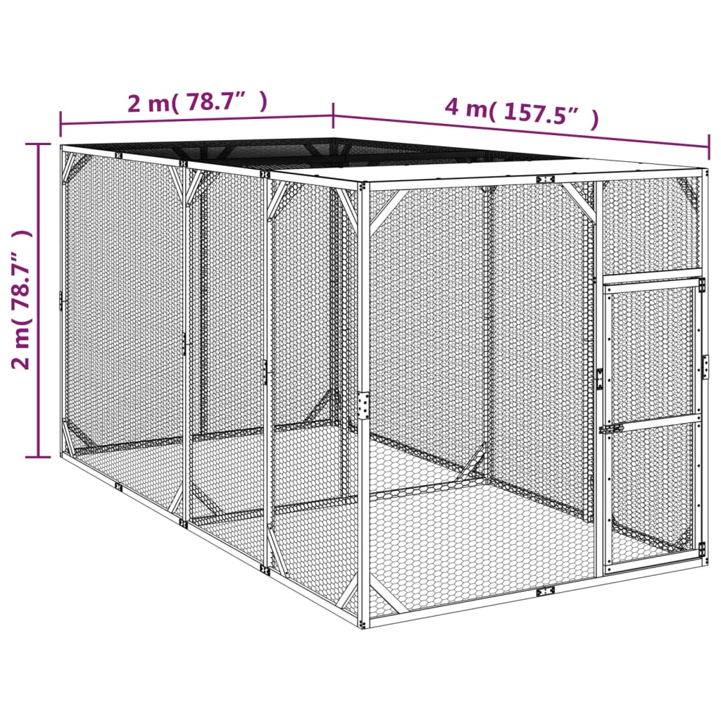 Kurník 200 x 400 x 200 cm impregnované masivní borové dřevo