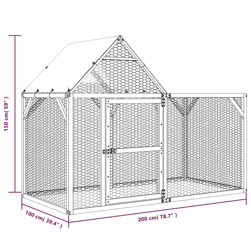 Kurník 200x100x150 cm impregnované masivní borové dřevo