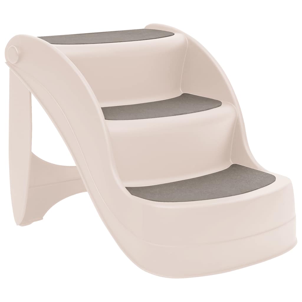Skládací 3stupňové schůdky pro psy krémové 50x38x38 cm plast