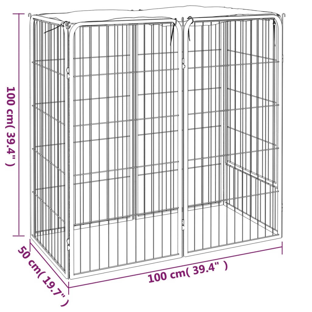 Ohrádka pro psy 6 panely černá 50 x 100 cm práškovaná ocel