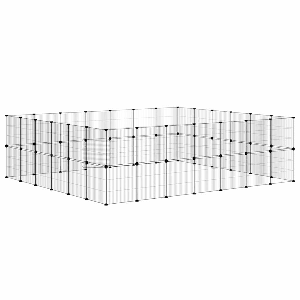 52panelová ohrádka pro zvířata s dvířky černá 35 x 35 cm ocel