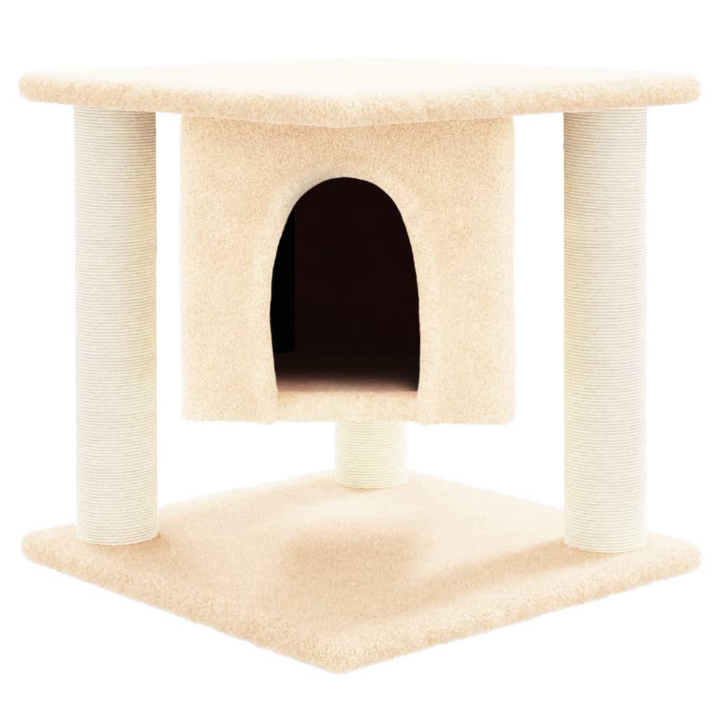 Škrabadlo pro kočky se sisalovými sloupky krémové 37 cm