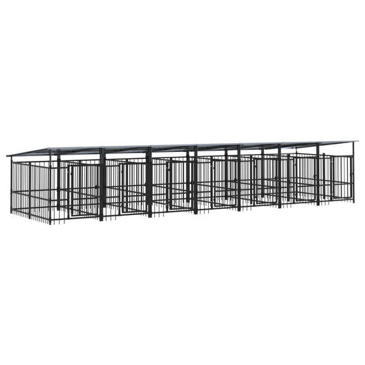 Venkovní psí kotec se střechou ocel 13,14 m²
