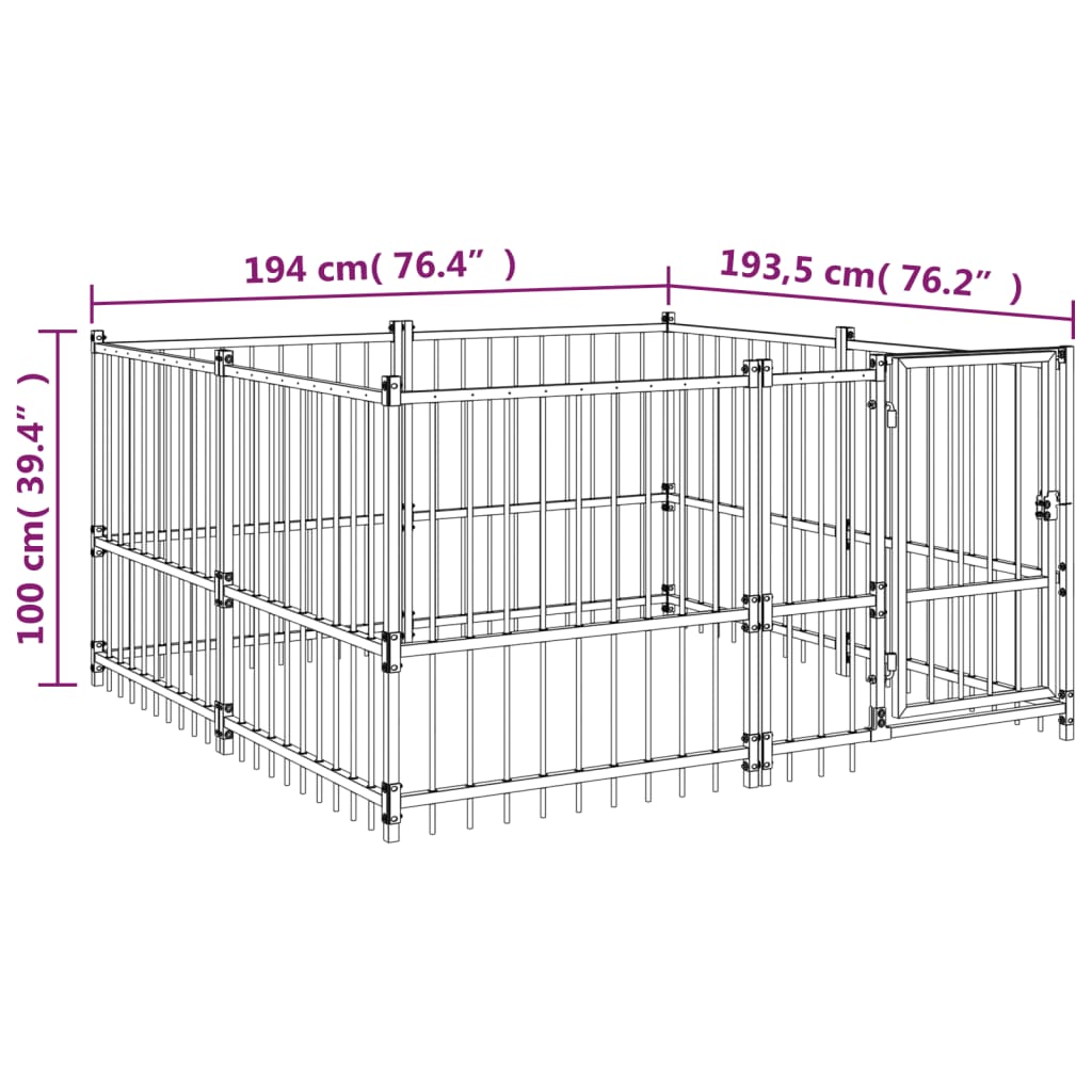 Venkovní psí kotec ocel 3,75 m²