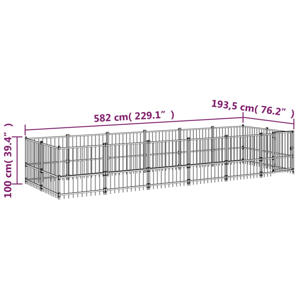 Venkovní psí kotec ocel 11,26 m²