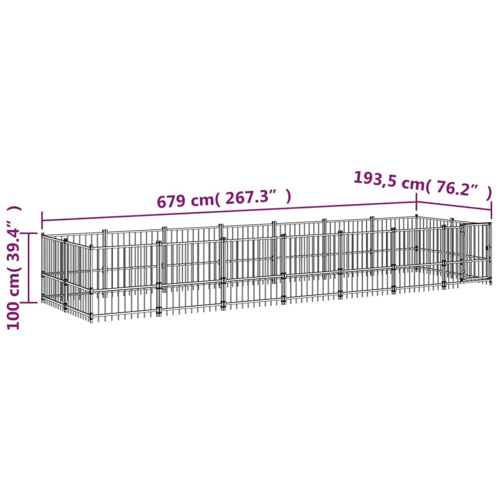 Venkovní psí kotec ocel 13,14 m²