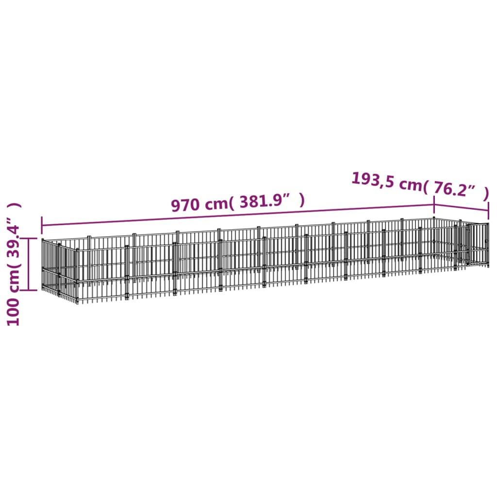 Venkovní psí kotec ocel 18,77 m²