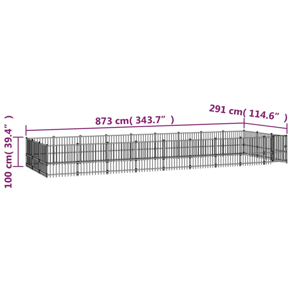 Venkovní psí kotec ocel 25,4 m²