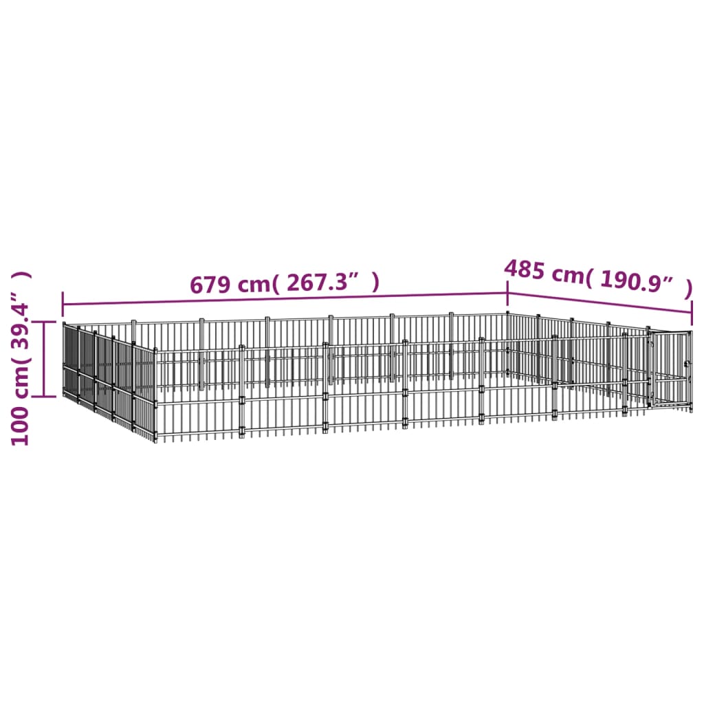 Venkovní psí kotec ocel 32,93 m²