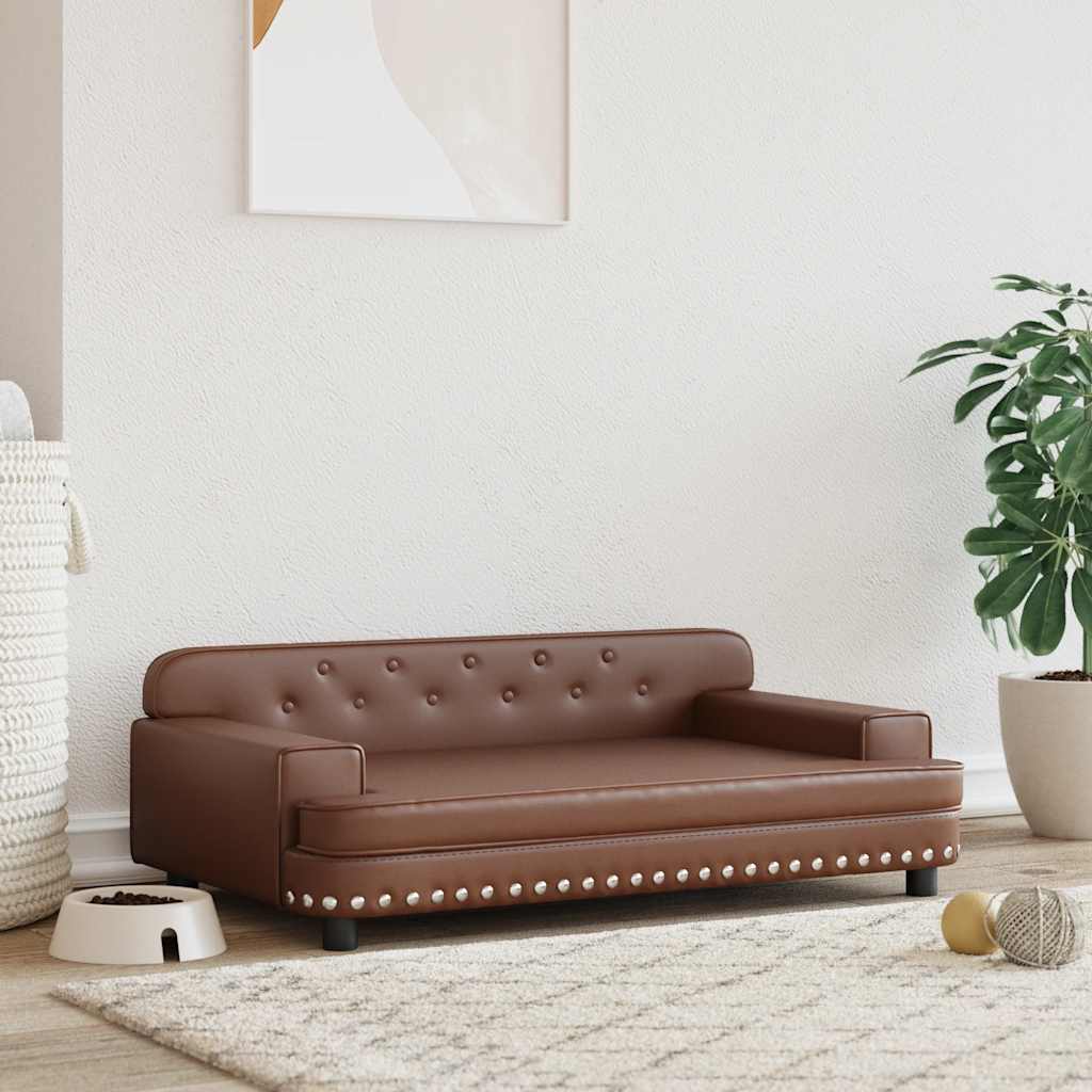 Pelíšek pro psy hnědý 90 x 53 x 30 cm umělá kůže