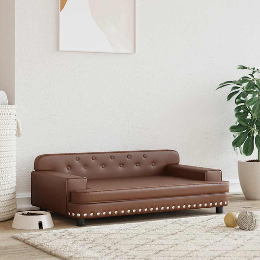 Pelíšek pro psy hnědý 90 × 53 × 30 cm umělá kůže