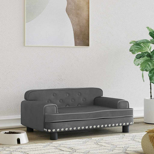 Pelíšek pro psy tmavě šedý 70 × 45 × 30 cm samet