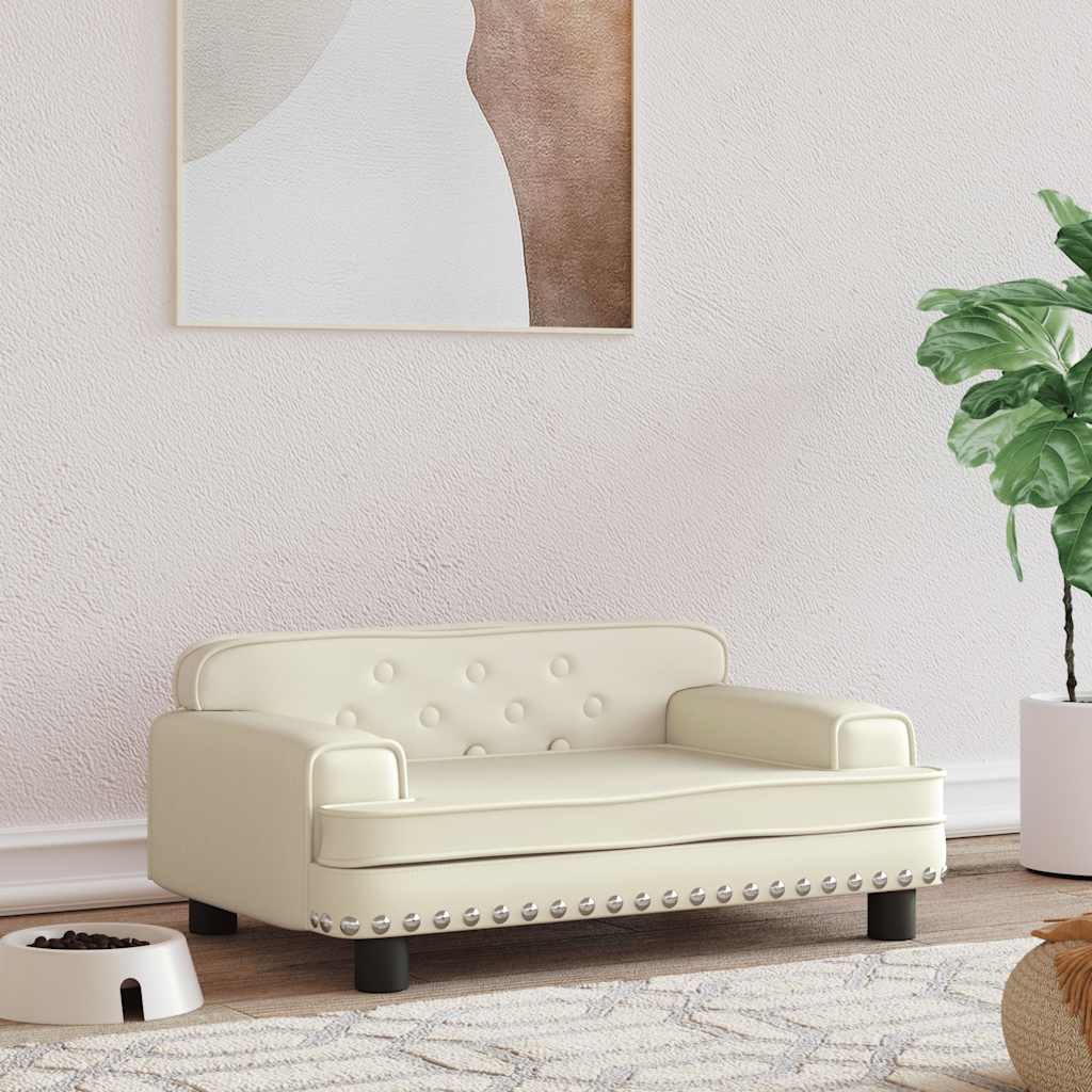 Pelíšek pro psy krémový 70 x 45 x 30 cm umělá kůže