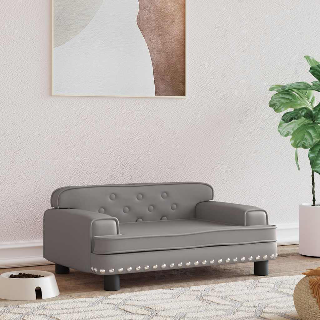 Pelíšek pro psy šedý 70 x 45 x 30 cm umělá kůže