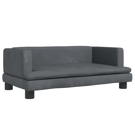 Pelíšek pro psy tmavě šedý 80 x 45 x 30 cm samet