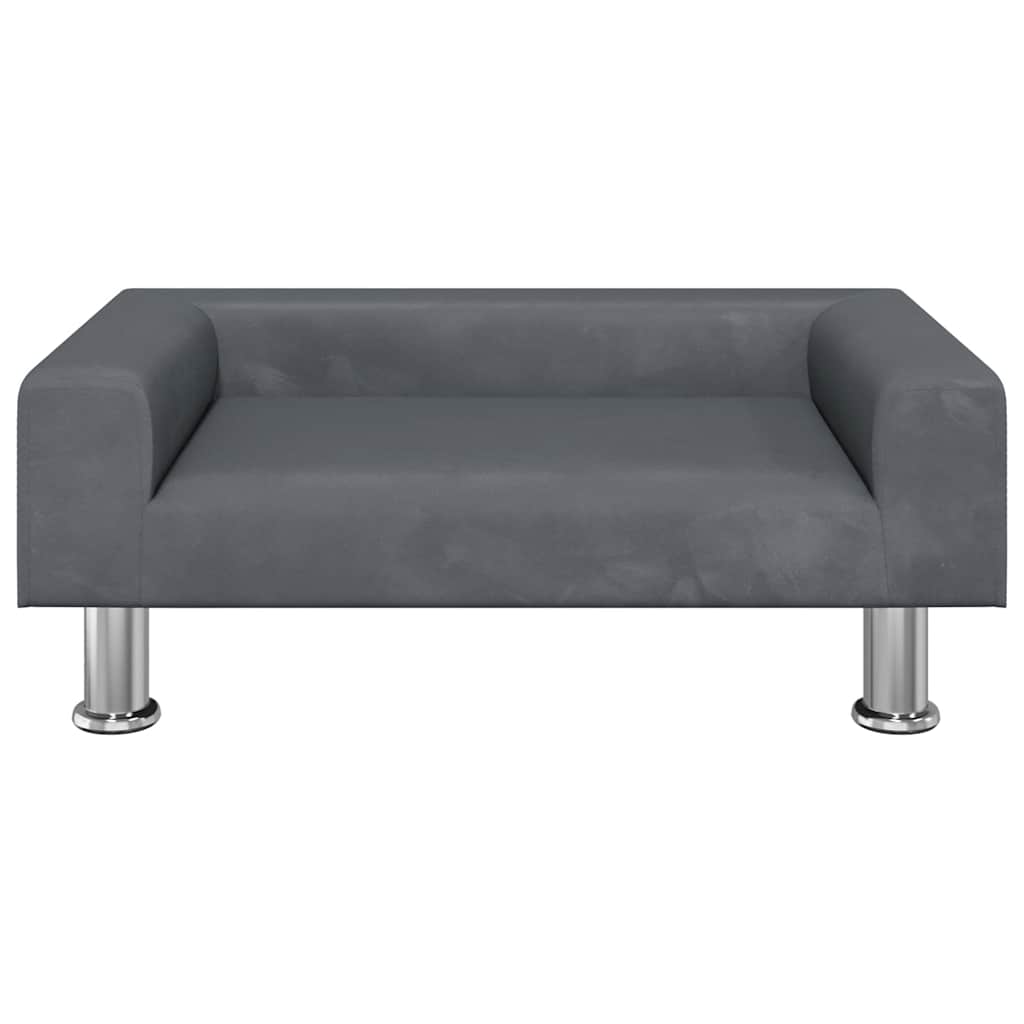 Pelíšek pro psy tmavě šedý 70 x 45 x 26,5 cm samet
