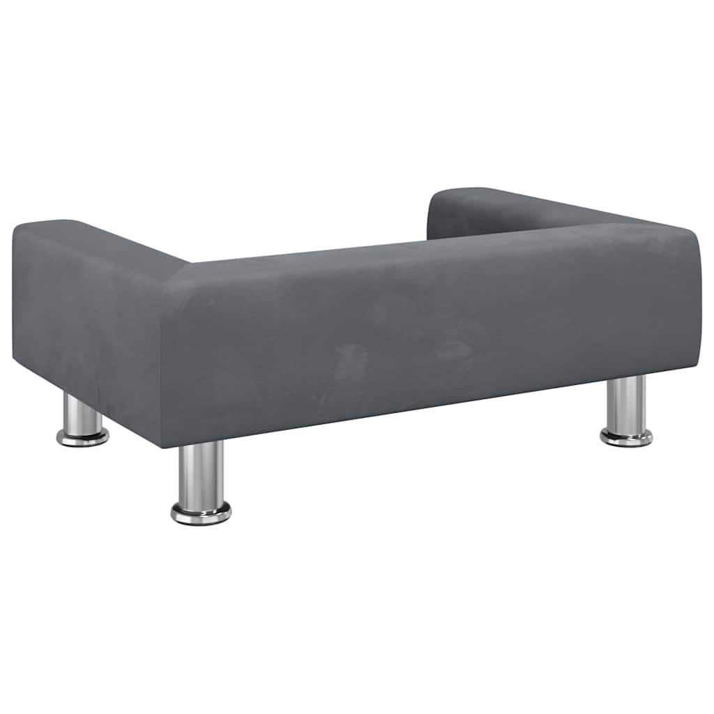 Pelíšek pro psy tmavě šedý 70 x 45 x 26,5 cm samet