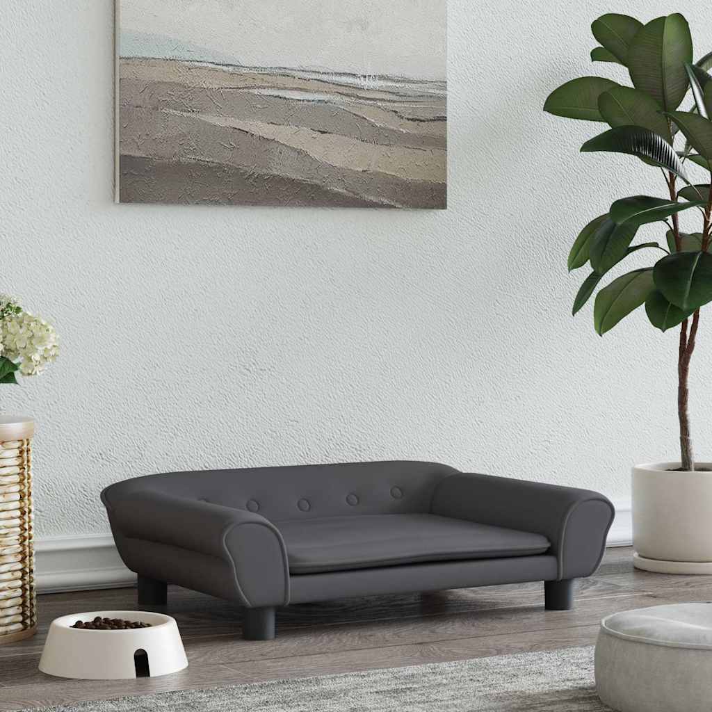 Pelíšek pro psy tmavě šedý 70 x 48 x 22 cm samet