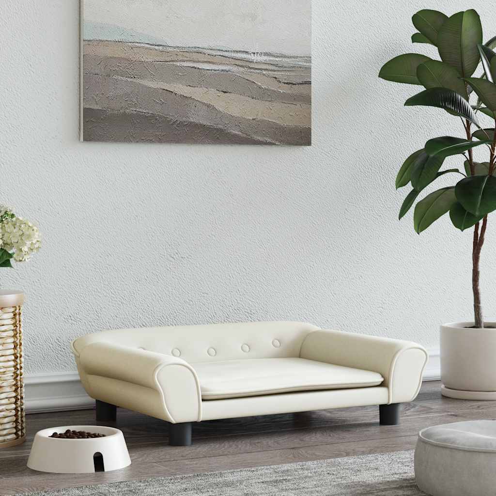 Pelíšek pro psy krémový 70 x 48 x 22 cm samet
