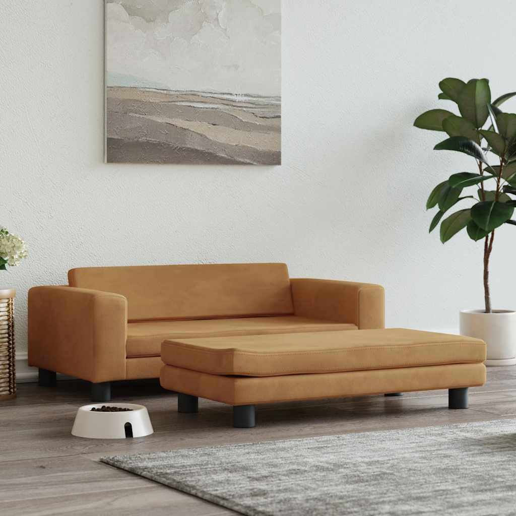 vida Pelíšek pro psa s prodlužovacím dílem hnědý 100x50x30 cm samet