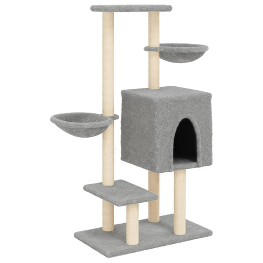 Škrabadlo pro kočky se sisalovými sloupky světle šedé 117 cm